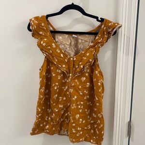 FINAL DROP! Viral Pinterest Old Navy Mustard Floral Tank Top Ruffles
